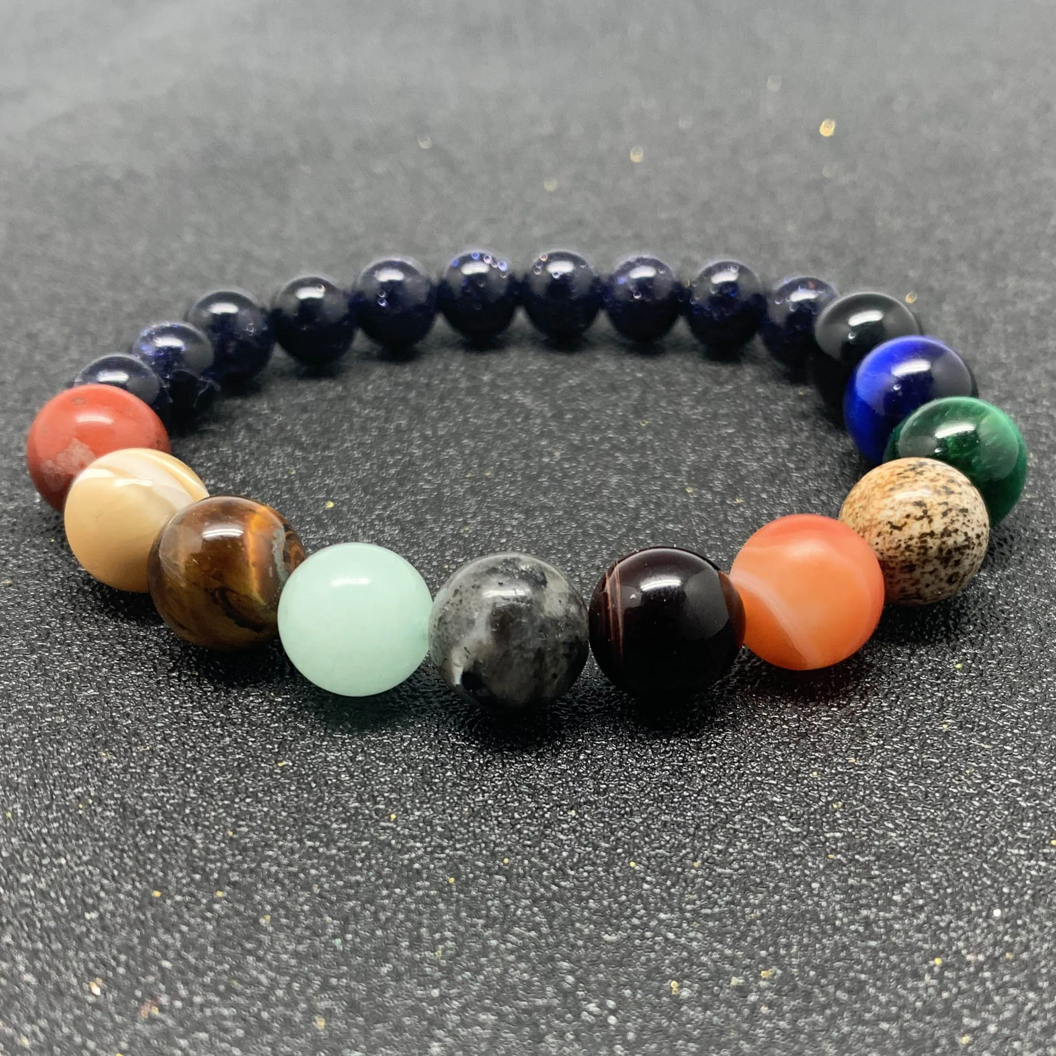 

Couple Eight Planets Natural Stone Bracelet Lovers Healing Universe Galaxy Beads for Men Mixed Colors Bracelets for Women