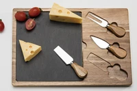 acacia wood cheese board set with cheese knife black slate wooden home cutting board