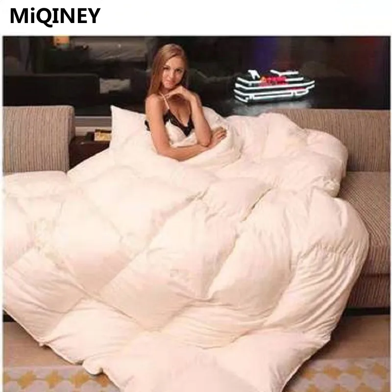 

100% Goose Down Duvet Quilted Quilt International Brand King Queen Full Size Comforter Winter Thick Blanket Solid Color