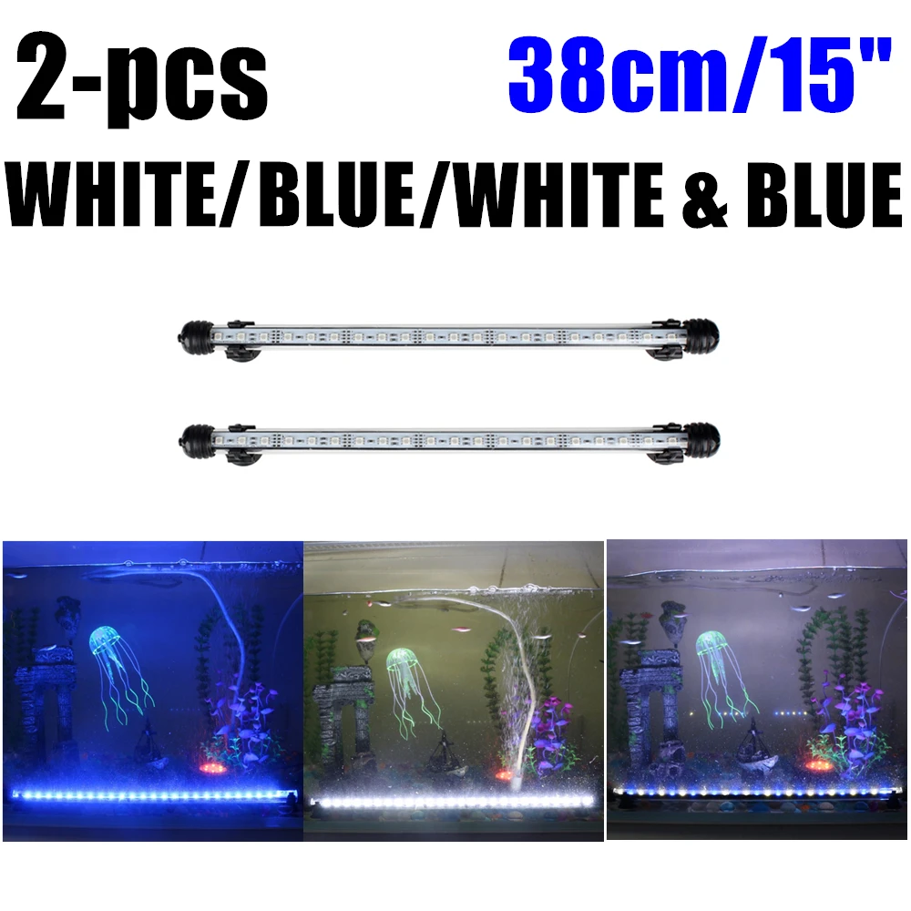 

38cm 15" Blue White Aquarium Light 5050 LED Waterproof Fish Tank Light Underwater Fish Lamp Aquariums Decor Lighting Plant Lamp