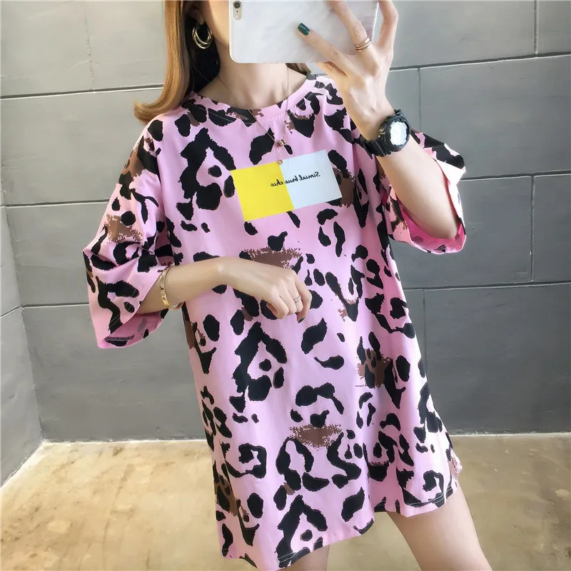 

Women Print Leopard Printed Cute Fashion Cartoon Lady Womens T-Shirt Graphic Tees Print Female T Shirt T-shirts L0423