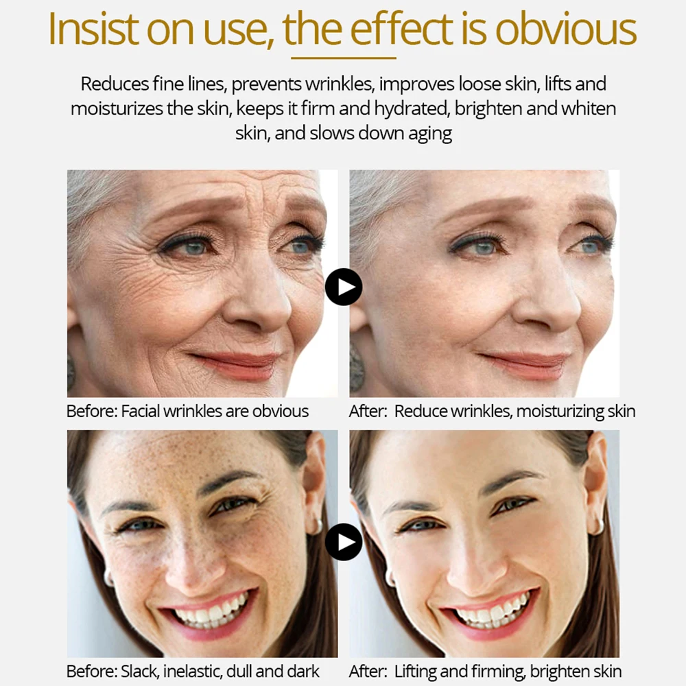 

VIBRANT GLAMOUR 24K Gold Essence Day Cream Anti Wrinkle Anti Aging Collagen Whitening Moisturizing Hyaluronic Acid Skin Care15ML