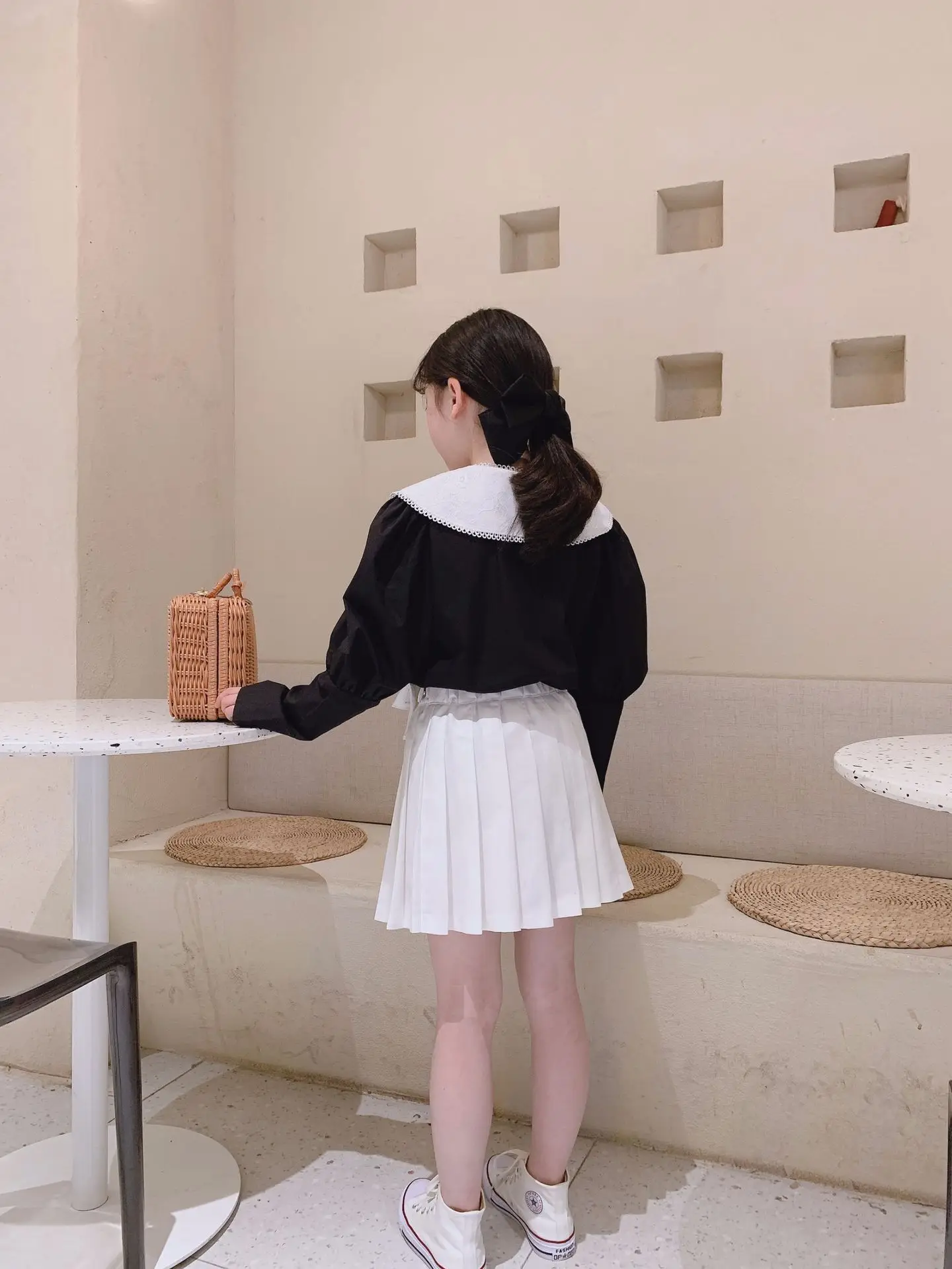 

Children's clothing girls waist bag skirts 2021 spring new big children's pleated dress