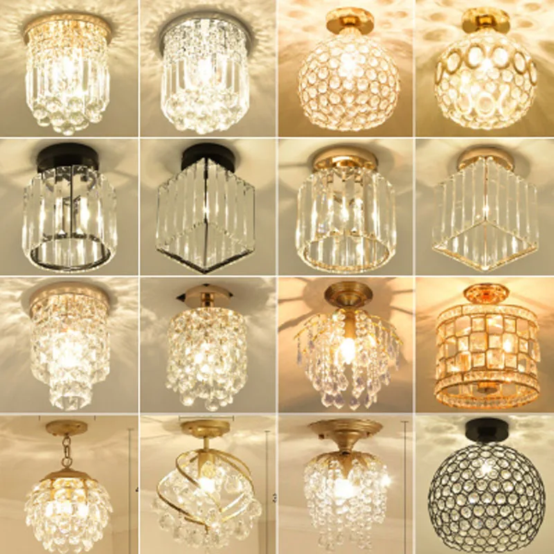 

Led Ceiling Lights Crystal Lampshade Balck Gold Plafonnier Living Room Bedroom Modern Round Square Decorative Ceiling Lamp E27