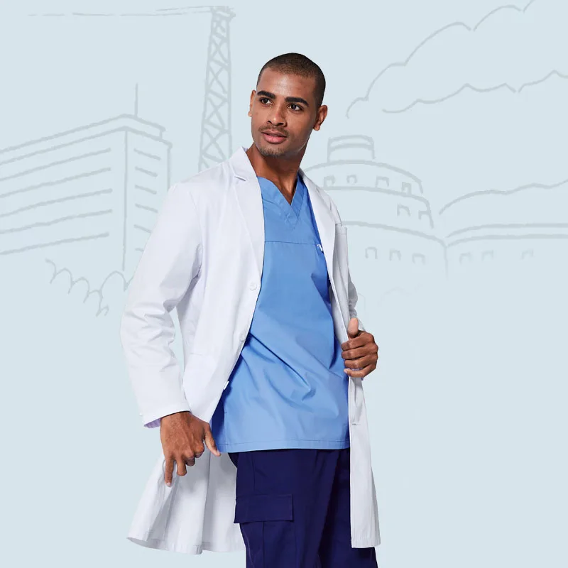

Lab Coats размера плюс, медицинский Халат, рабочая одежда для больниц, Униформа, длинный рукав, классика, 40 "Lab Coats