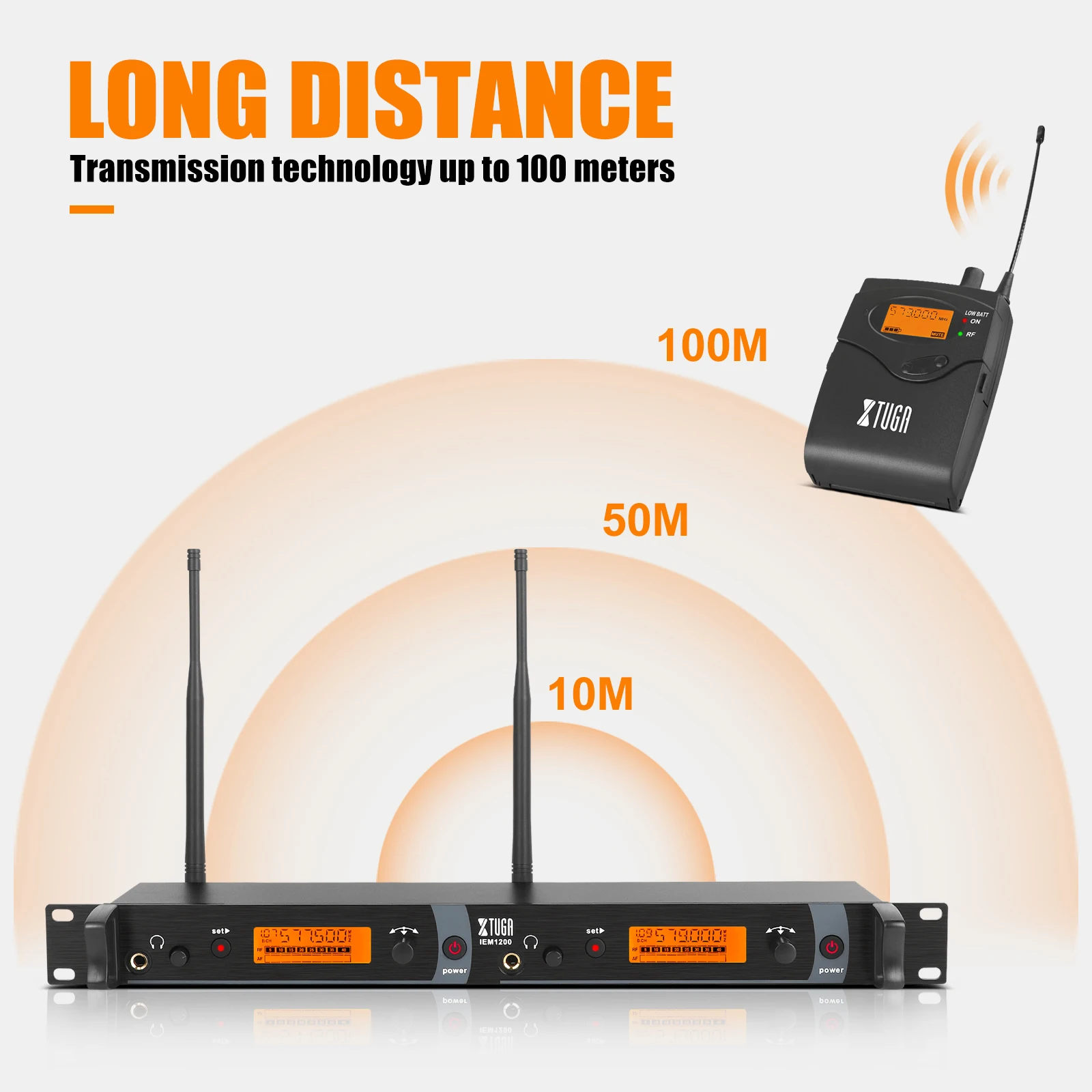 XTUGA IEM1200 Беспроводной в ухо монитор Системы 2 канала поясной мониторинга с