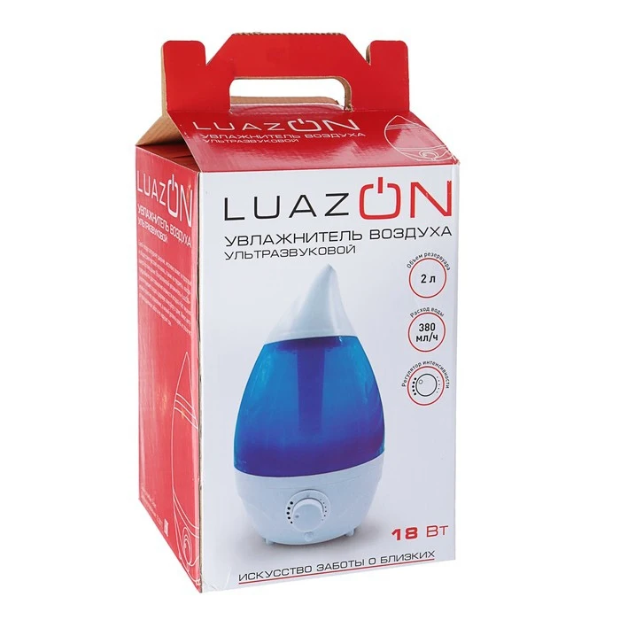 Humidifier LuazON LHU-04 ultrasonic 2 L 18 W white 2919724 Humidifiers Air Household appliances for kitchen home Small Conditioning Appliance |
