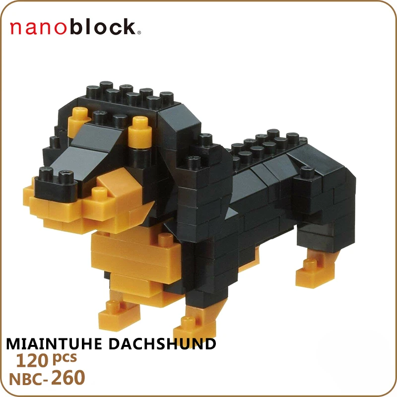 Миниатюрная такса NANOBLOCK мини кубики пазл 120 шт. семейная собака порода|Блочные