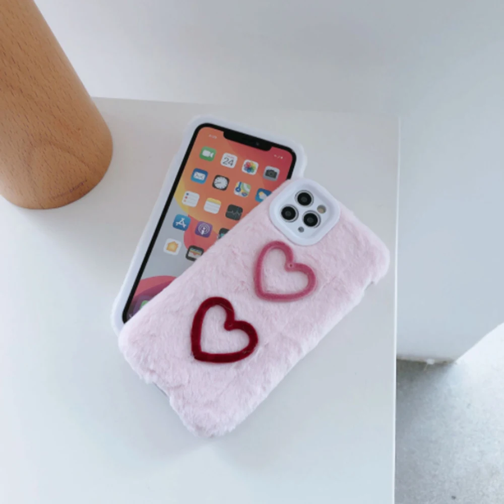 

Plush Love Furry Phone Case For iPhone 11 Pro Max X XR XS Max 7 8 6 6s Plus Case Back Cover
