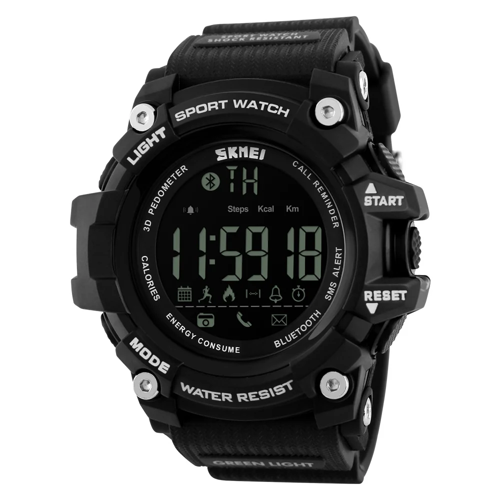 Smart Black Watch SKMEI Смарт спортивные часы мужские Bluetooth многофункциональные фитнес часы 5 бар водонепроницаемые цифровые часы светодиодный часы reloj hombre 1227 - Color: Smart Black Watch