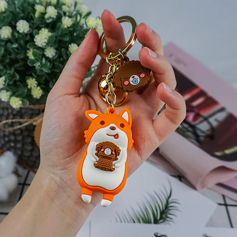 

2021Snime Corgi Student Backpack Key Chains Fashion Valentine's Day Accessories Keyring Cute Men And Women Gift Pendant Keychain