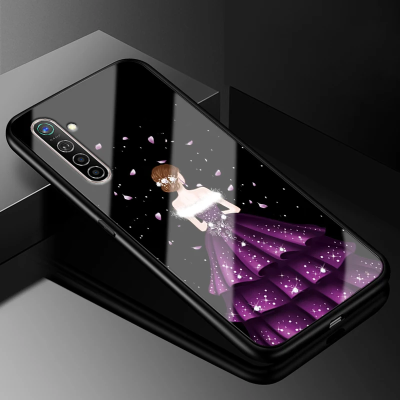 32 Для OPPO Realme X2 чехол 6,4 ''модный стеклянный Жесткий Чехол для задней панели телефона чехол s для OPPO Realme XT силиконовый бампер - Цвет: 32