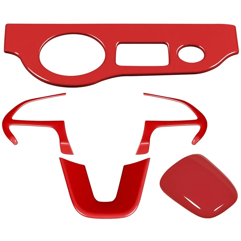 

Car Steering Wheel Frame & Headlight Switch Panel Sticker & Gear Shift Trim Cover for 2015-2021 Dodge Charger/Challenger