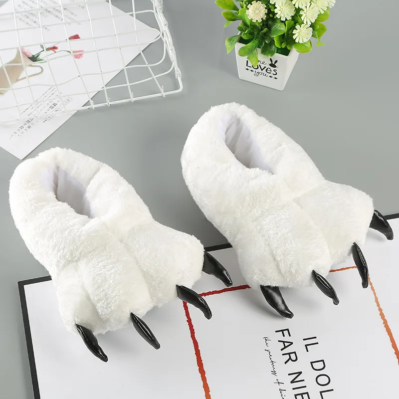 Хлопковые тапочки Цвет черный белый Обувь с когтями Новинка Зимняя обувь