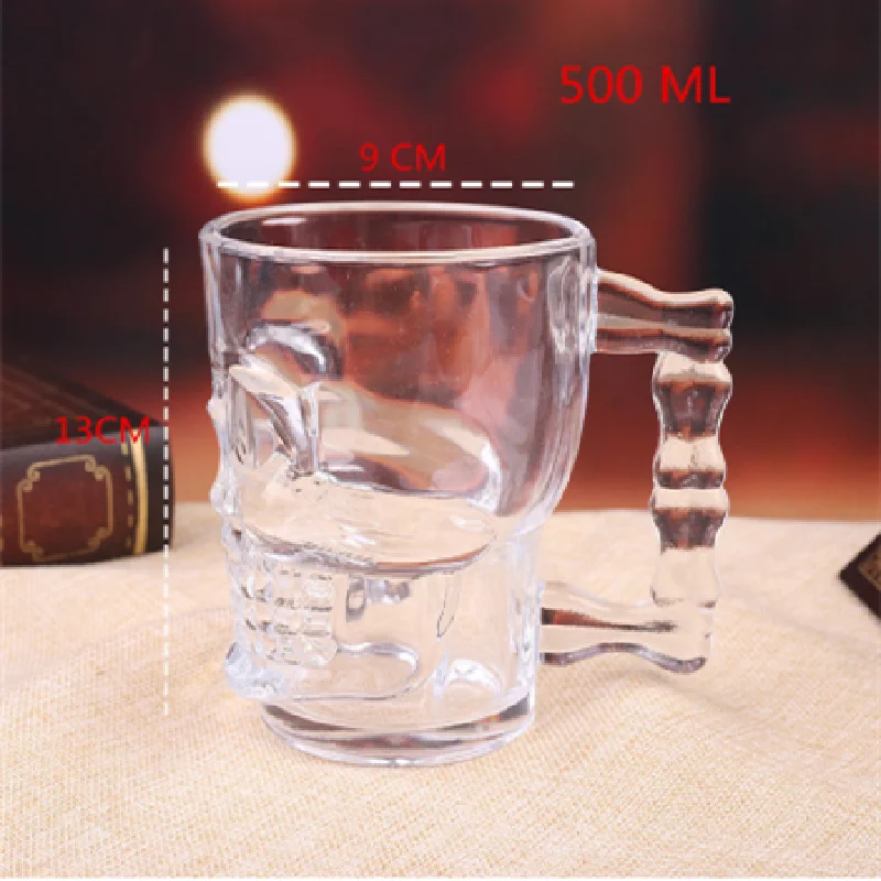 Стеклянная пивная чашка с черепом большие чашки ручкой для пива чая сока вина