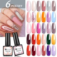 ur sugar gel nail polish set 4pcs6pcs nail kit set glitter vernis semi permanent base top uv led nail art gel polish set