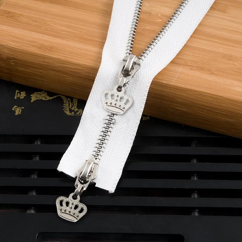 whitesilver120cm 1 шт. 85 см 120 см 5# Корона металлическая молния экологически чистое открытое пальто куртки застежки-молнии для шитья одежды молнии DIY ремесло KY964 - Цвет: whitesilver120cm