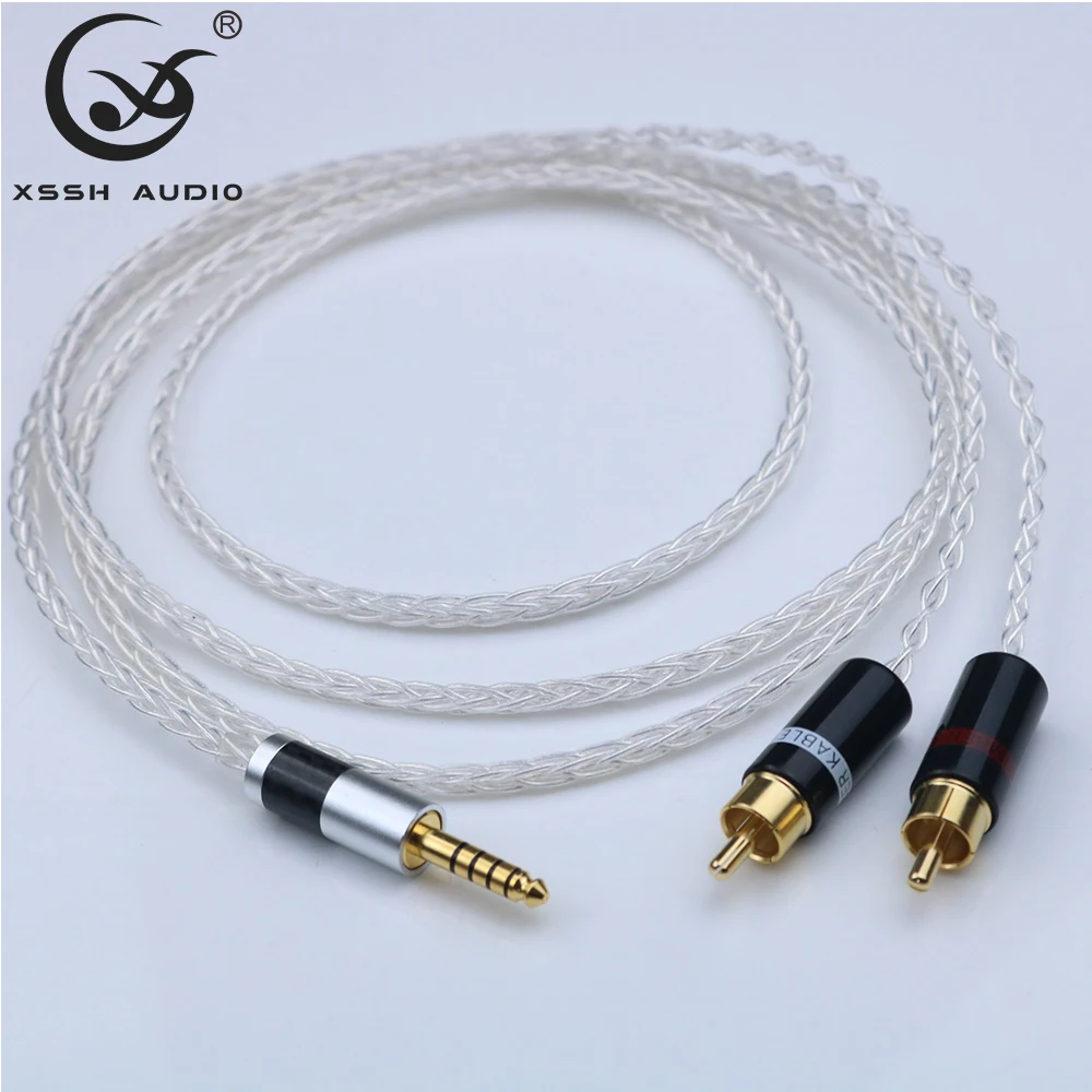Кабель-удлинитель для наушников YIVO XSSH audio 4 мм на 2 RCA 8 ядер посеребренный Чистая