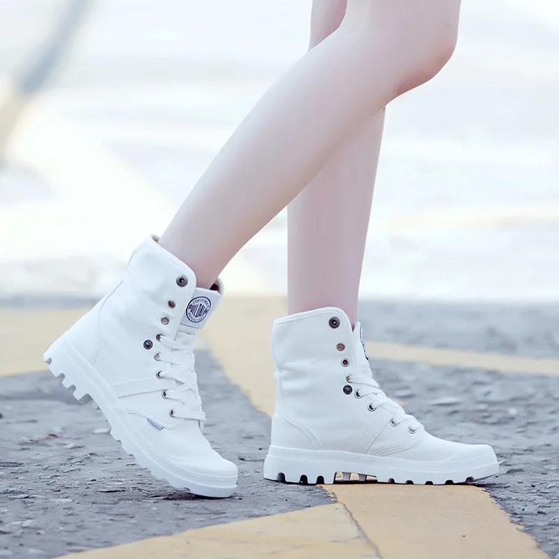 

women autumn boots women outdoor mountaineering leisure High top canvas shoes sports shoes small white shoes women's