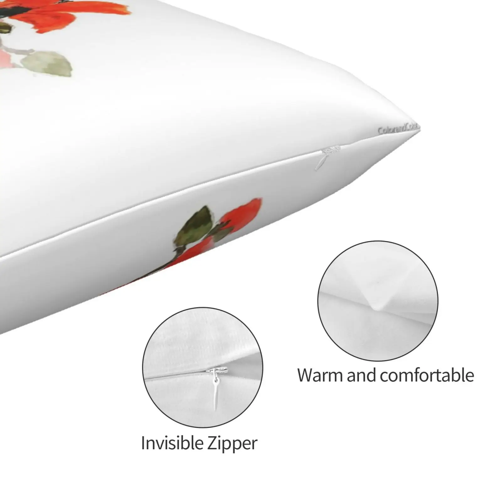 Красно-оранжевый Чехол на подушку с изображением цветов капка 20x30 50*75 диван