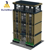 buildmoc city architecture modular building blocks friends corporate headquarters modern city house model toys for children