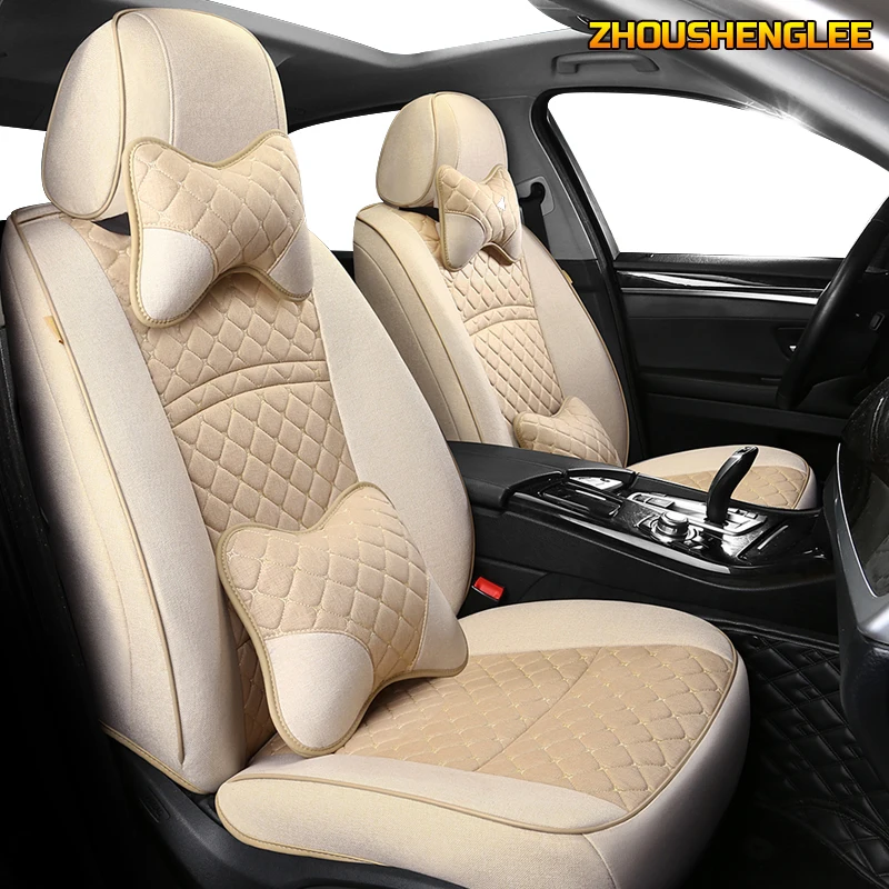 

ZHOUSHENGLEE Custom FLAX car seat covers For LAND ROVER Discovery Freelander Range Rover Evoque Range Rover sport car seats