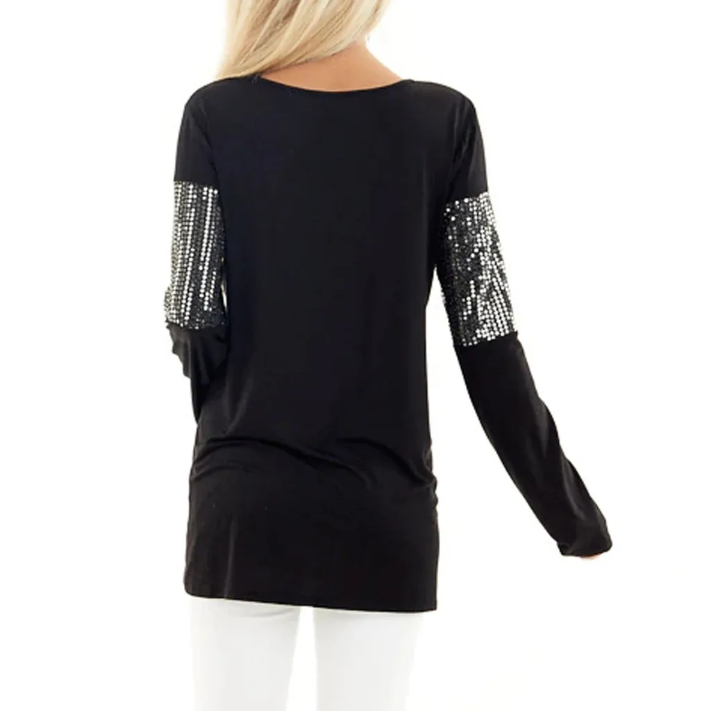 Осенняя Женская толстовка с капюшоном хлопковая круглым вырезом топы блестками