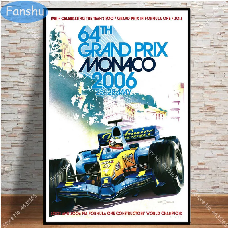 2006 Monaco Racing 64 й Гран при Супер гоночный автомобиль Ретро мотор постер настенная