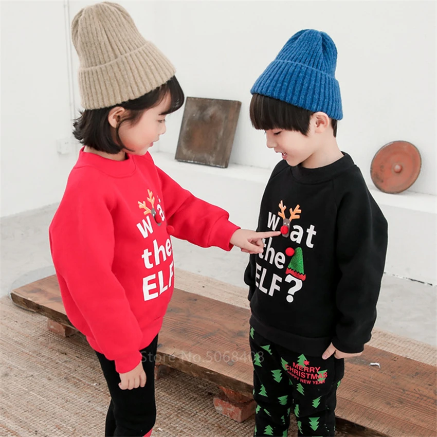 Одинаковая одежда для семьи Рождественские свитера с надписями в виде оленя всей