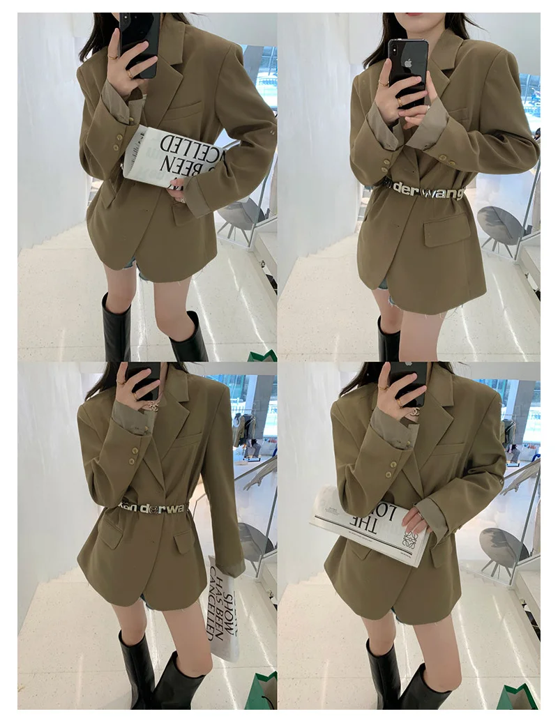 Пиджак женский коричневый повседневный костюм пальто женская одежда Новинка 2021