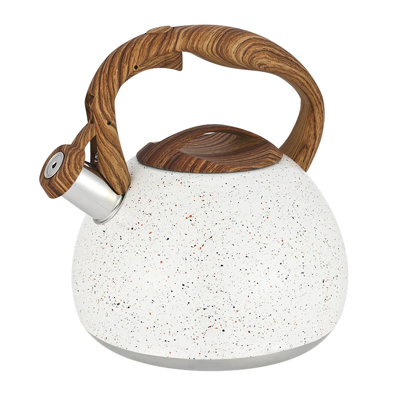 

1Pc 3L Antique Stainless Steel Wooden Handle Flat Bottom Whistling Kettle