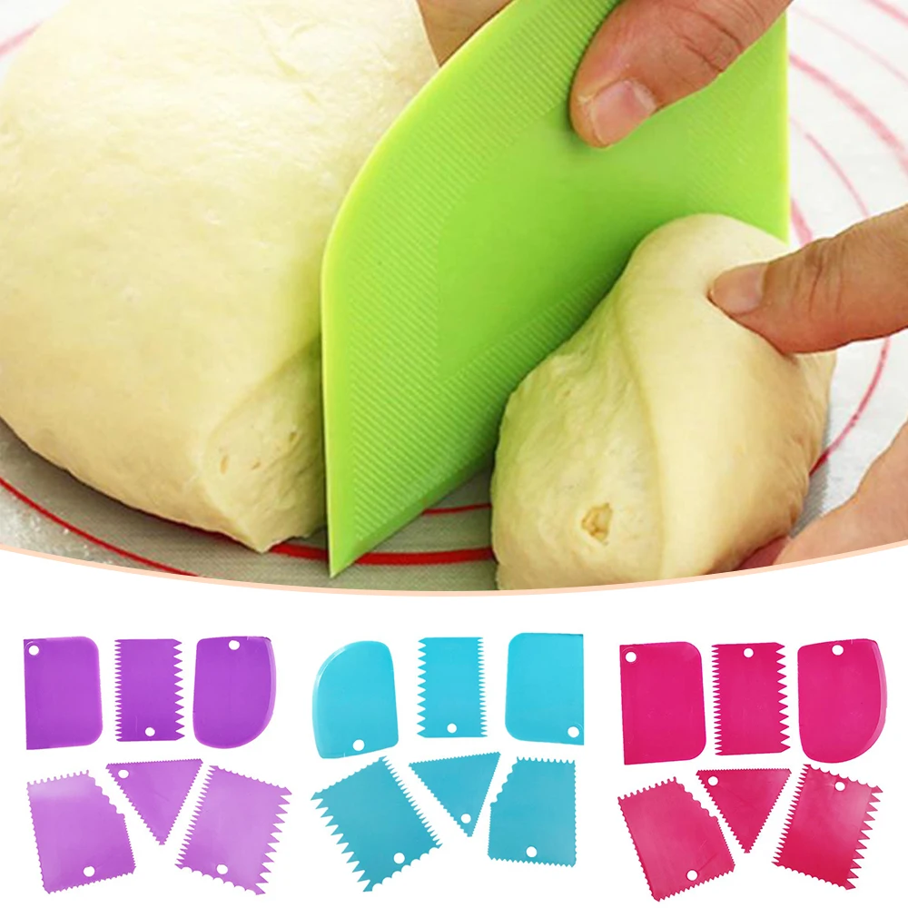 

6pcs Cake Scraper Dough Cutter Slicer Spatula For Cake Cream Scraper Pasty Cutter Scraper DIY Smoother Dough Cutter Banking Tool