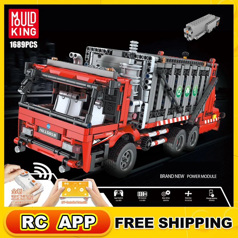 

Mould King Garbage Truck Model Building Blocks 1689pcs Assembly Kit Cleaning City Car Vehicle Moc Bricks Diy Toy Gifts