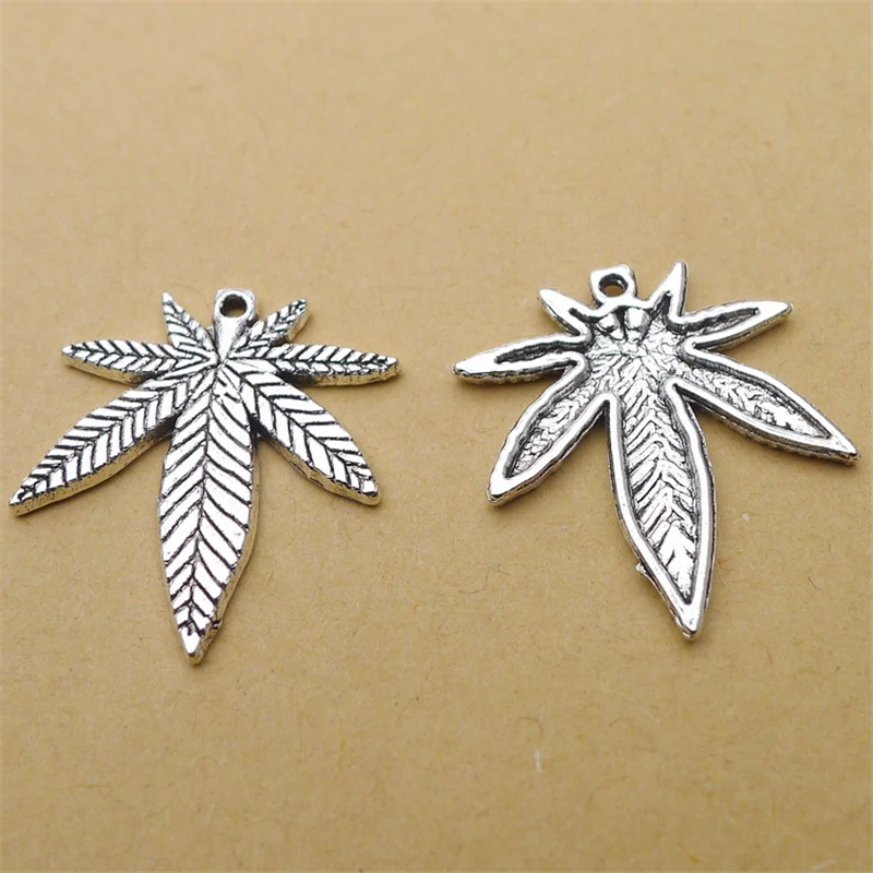 

Oein 10pcs Charms Maple Leaf Leaves 25x22mm Antique Silver Color Plated Pendants Making DIY Handmade Tibetan Finding Jewelry