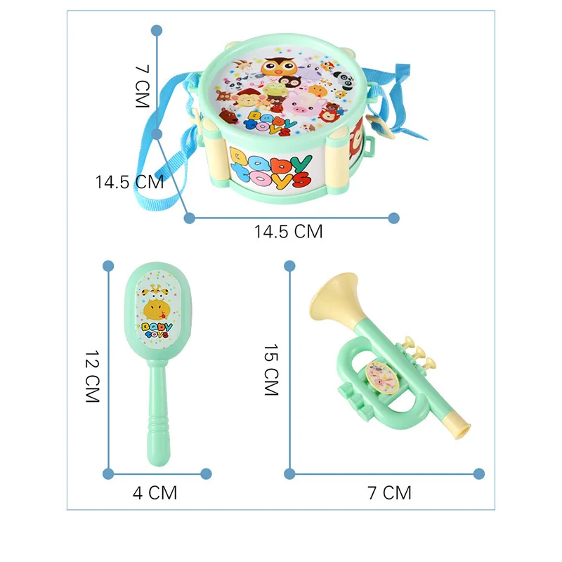 

5pcs Boys and Girls Music Percussion Handle Bell Doom Toy Set Early Childhood Education Learning Toys Children Toy Gifts