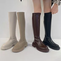 za 2022 classic women thick bottom long boots women autumn winter warm knee high boots fashion female chunky heel plush boots