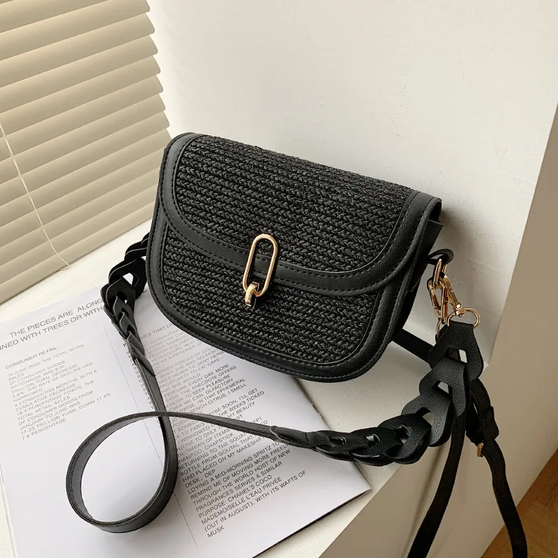 

Women 2021 Mini Straw Saddle Crossbody Bags Summer Lady Purses And Handbags Female Girl Shoulder Strap Beach Woven Clutch Bag