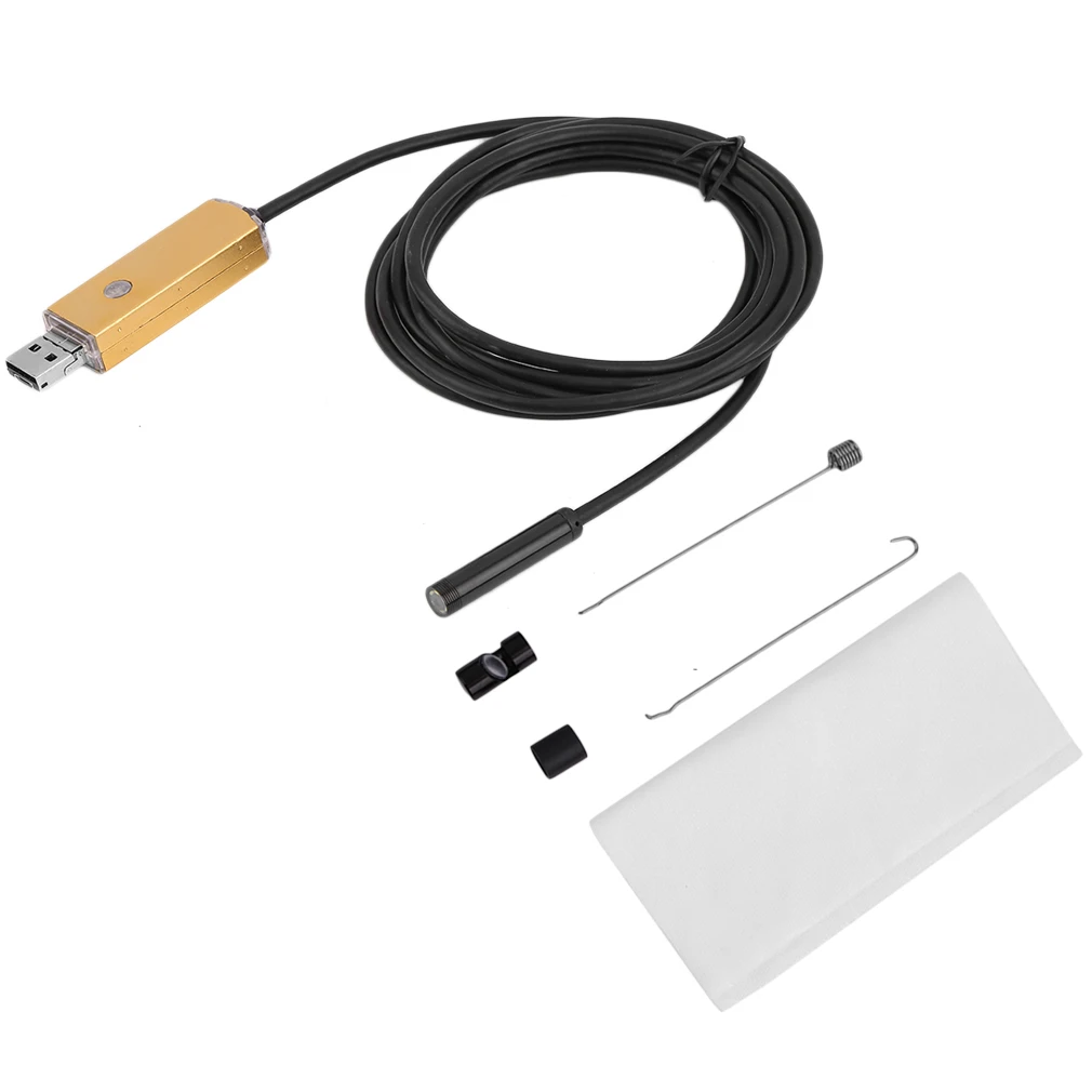 

2 м/5 м Универсальный 2 в 1 7 мм двойной интерфейс эндоскоп водонепроницаемый регулирусветильник светодиодный бороскоп для Android