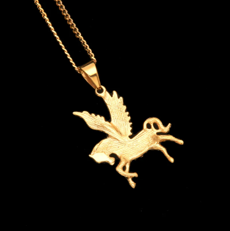 

New Arrival Men's and Women's Fashion Zircon Gold Pegasus Pendant Necklace High Quality Metal Rock Party Jewelry Gift