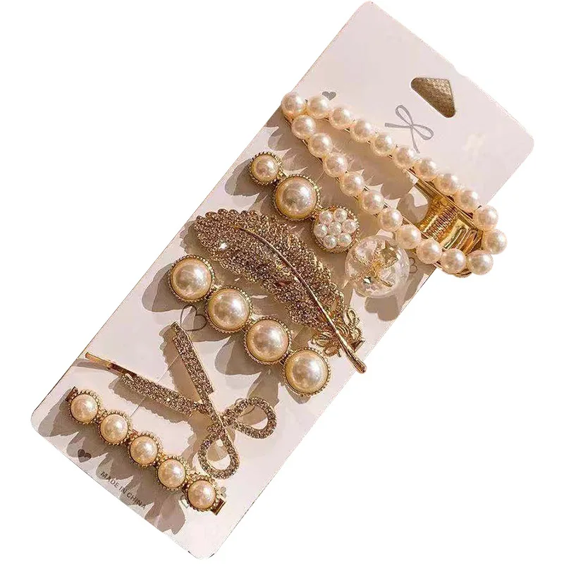

6/5pcs Beaded Hair Pins For Women Girls Hair Accessories Vintage Elegant Metal Side Hair Clip Glitter Sweet Style Buns Hair Pins