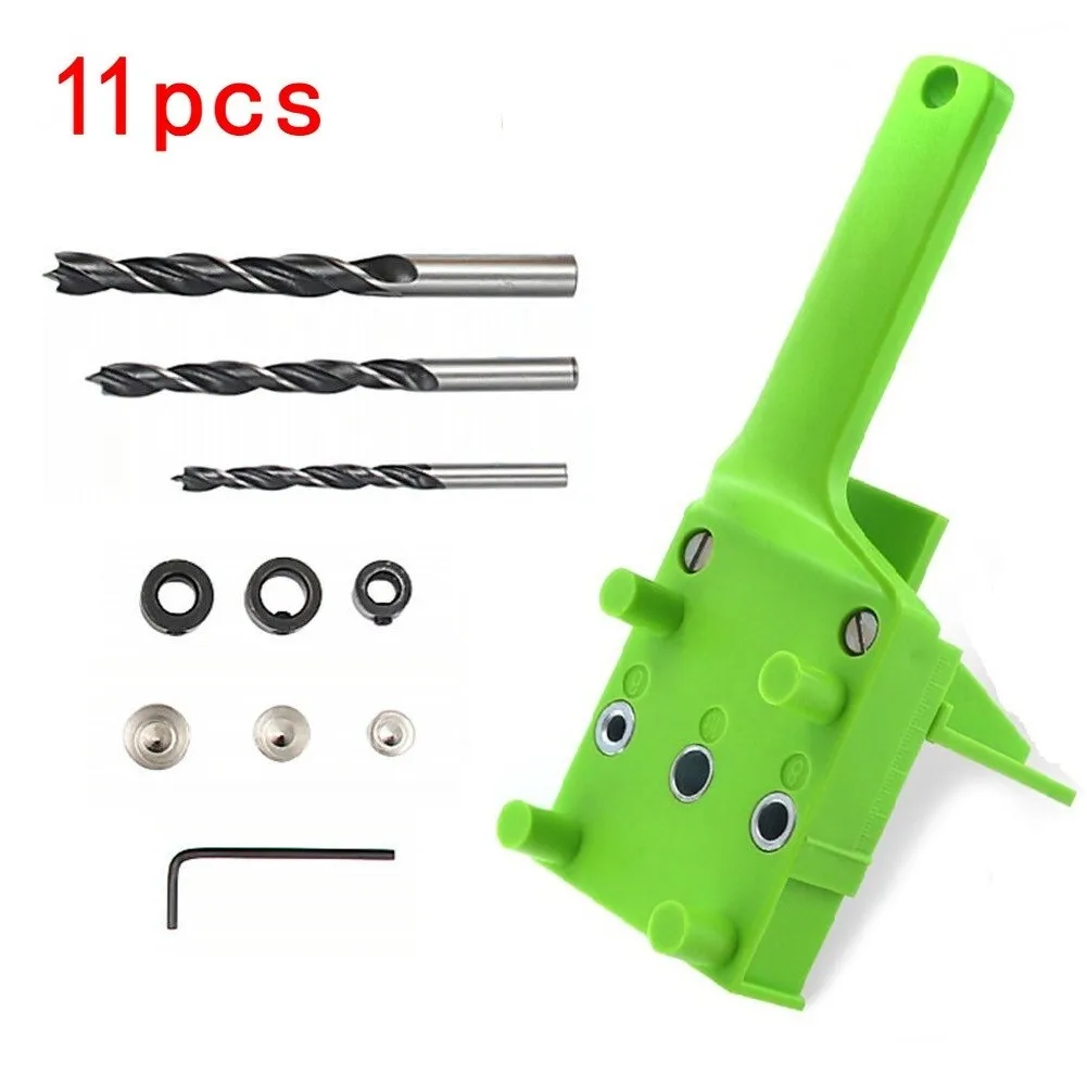 

11pcs Doweling Jig Drill Guide Drilling Hole Saw Handheld Kits Straight