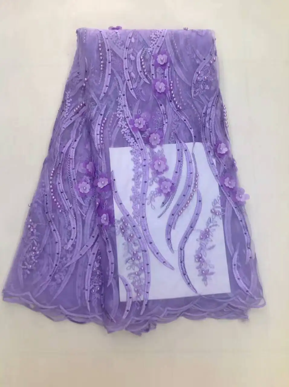 

Latest style design african lace fabrics with beads for wedding dress french net lace fabric ALC-JL1061