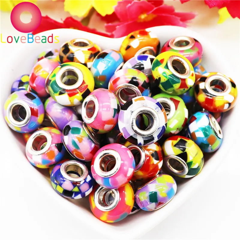 

10pcs Color Fimo Clay Round Loose Big Hole Spacer Beads Fit Pandora Bracelet Charms Women Necklaces Earrings for Jewelry Making