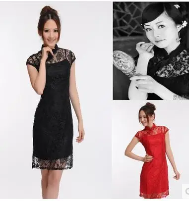 Ретро Вышивка павлина cheongsam белье женское кружевное перспективное китайское платье Ципао современное - Цвет: color1