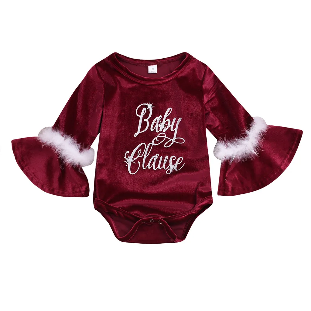 2019 Рождественский детский комбинезон с колокольчиком и длинными рукавами для