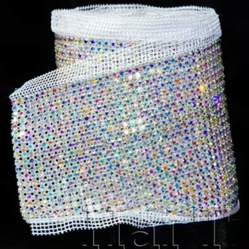 1 ярд Bling 24 строк Ab цветной Хрустальный Камень Лист Стразы сетки отделка Diy