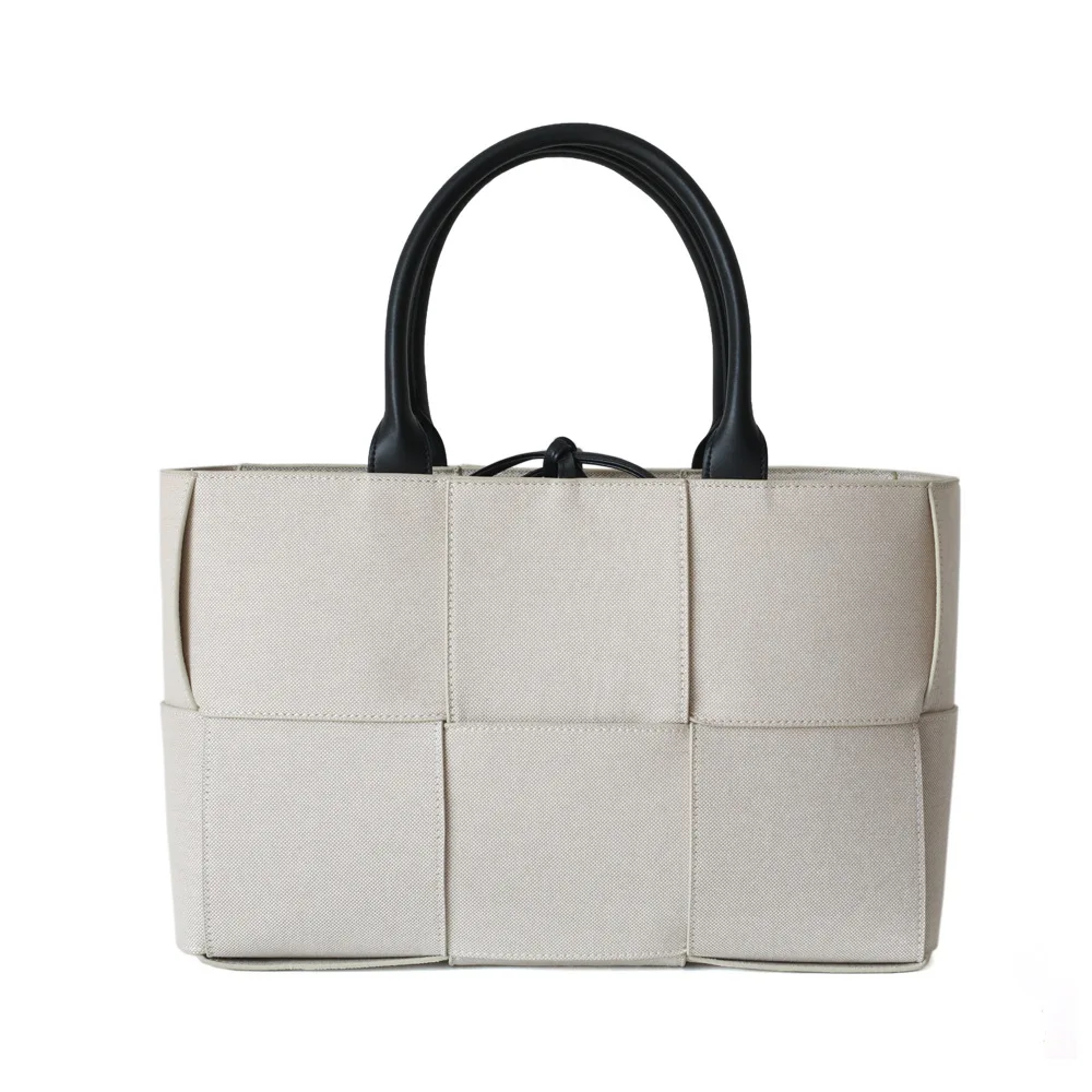 

2020 New Style Song Hye-Kyo Celebrity Inspired White Woven Canvas Arco Handbag Tote Bag