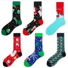 1 пара рождественских новогодних зимних новых мужских носков Санта Клаус Лось мужские носки без пятки дышащие хлопковые носки