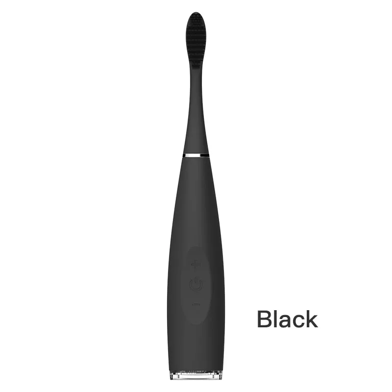 black Электрическая зубная щетка Портативная usb зарядка мощная Водонепроницаемая звуковая волна Автоматическая Силиконовая зубная щетка костюм для взрослых детей - Цвет: black