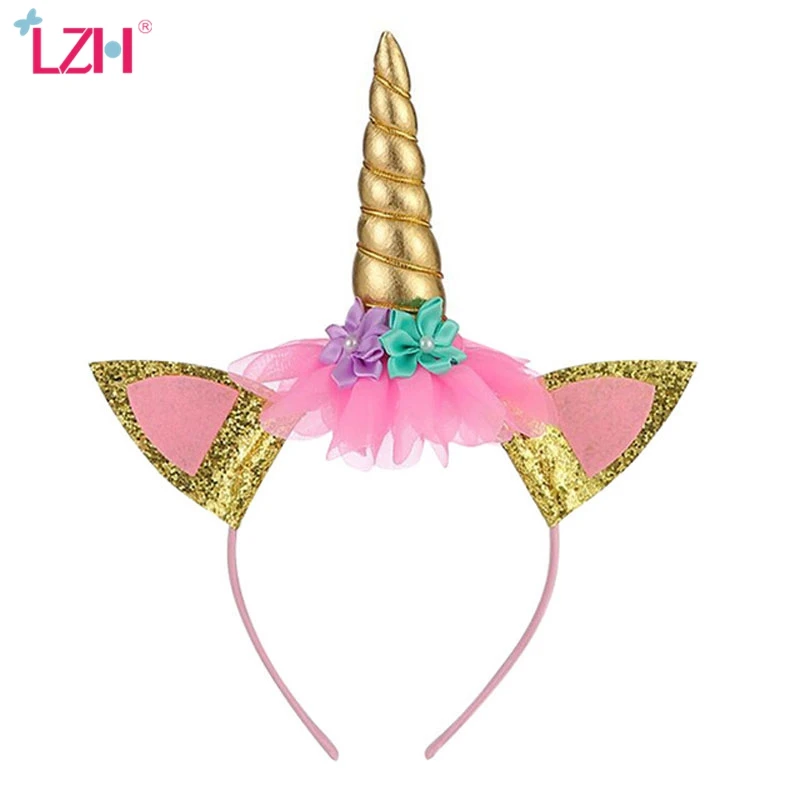 Повязка на голову детская с блестками единорогом | Детская одежда и обувь